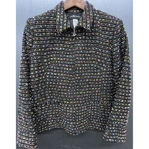 Sag Harbor‎ Jacket 14 Black Multicolor Full Zip Lined Gold Flecks Blazer Career